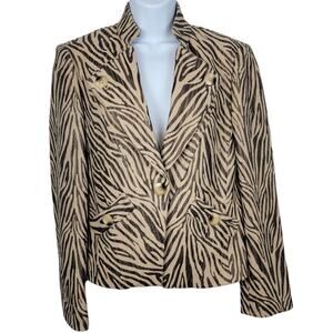 600 West Zebra Print Viscose Wool Blend Blazer - Size 4